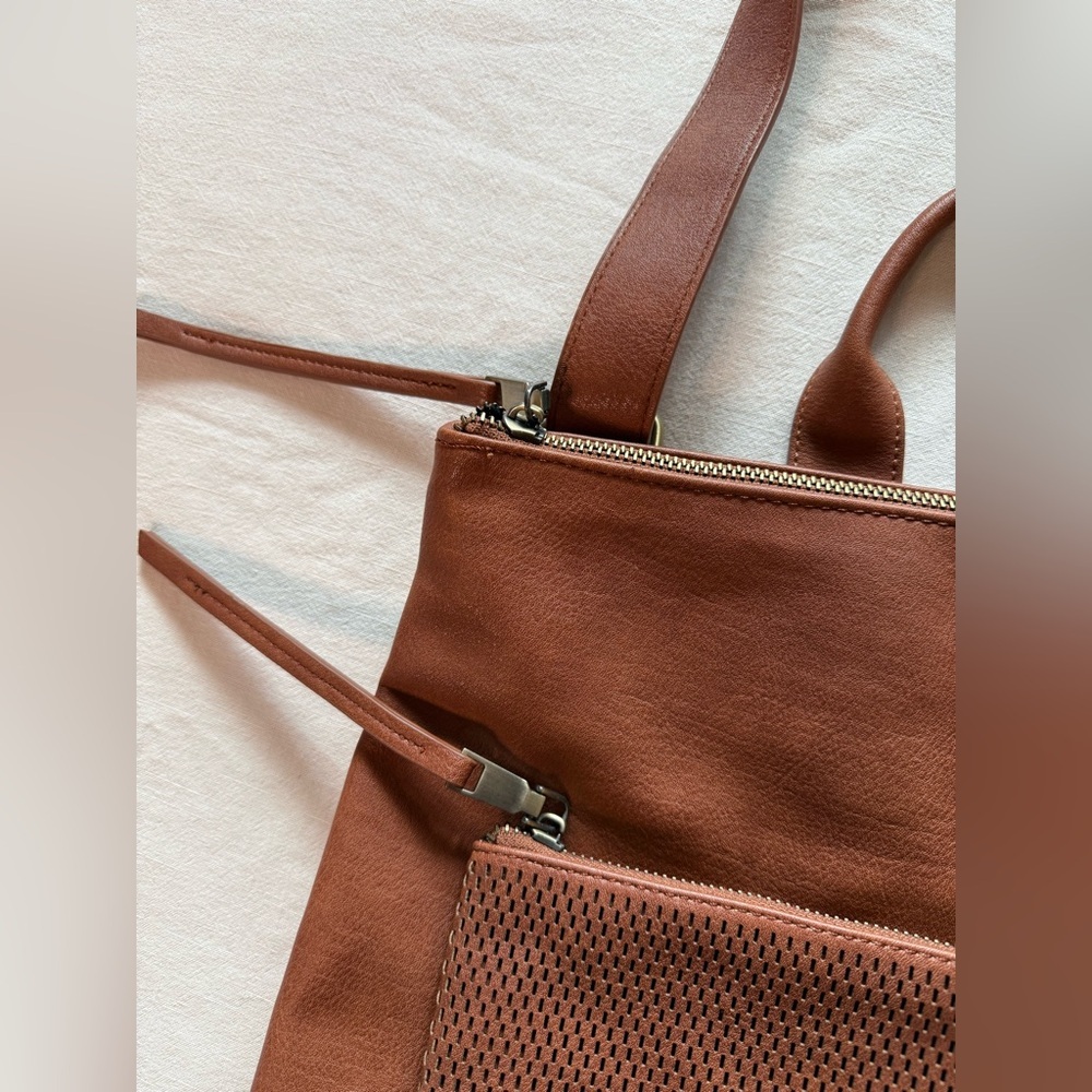 Antik Kraft convertible Tote/Backpack in Cognac Brown - Picture 3 of 8